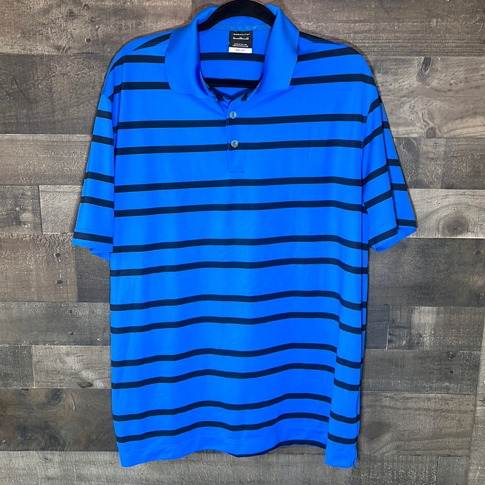 Nike Golf Blue With Dark Blue Stripes Polo Shirt